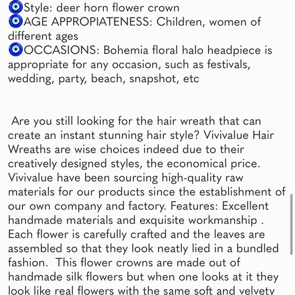 Floral Garland Crown Hair Wreath Flower Headband Halo Floral Headpiece Boho - Picture 7 of 8